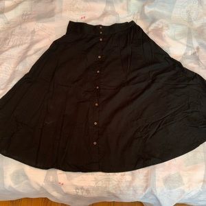 Black cotton midi skirt